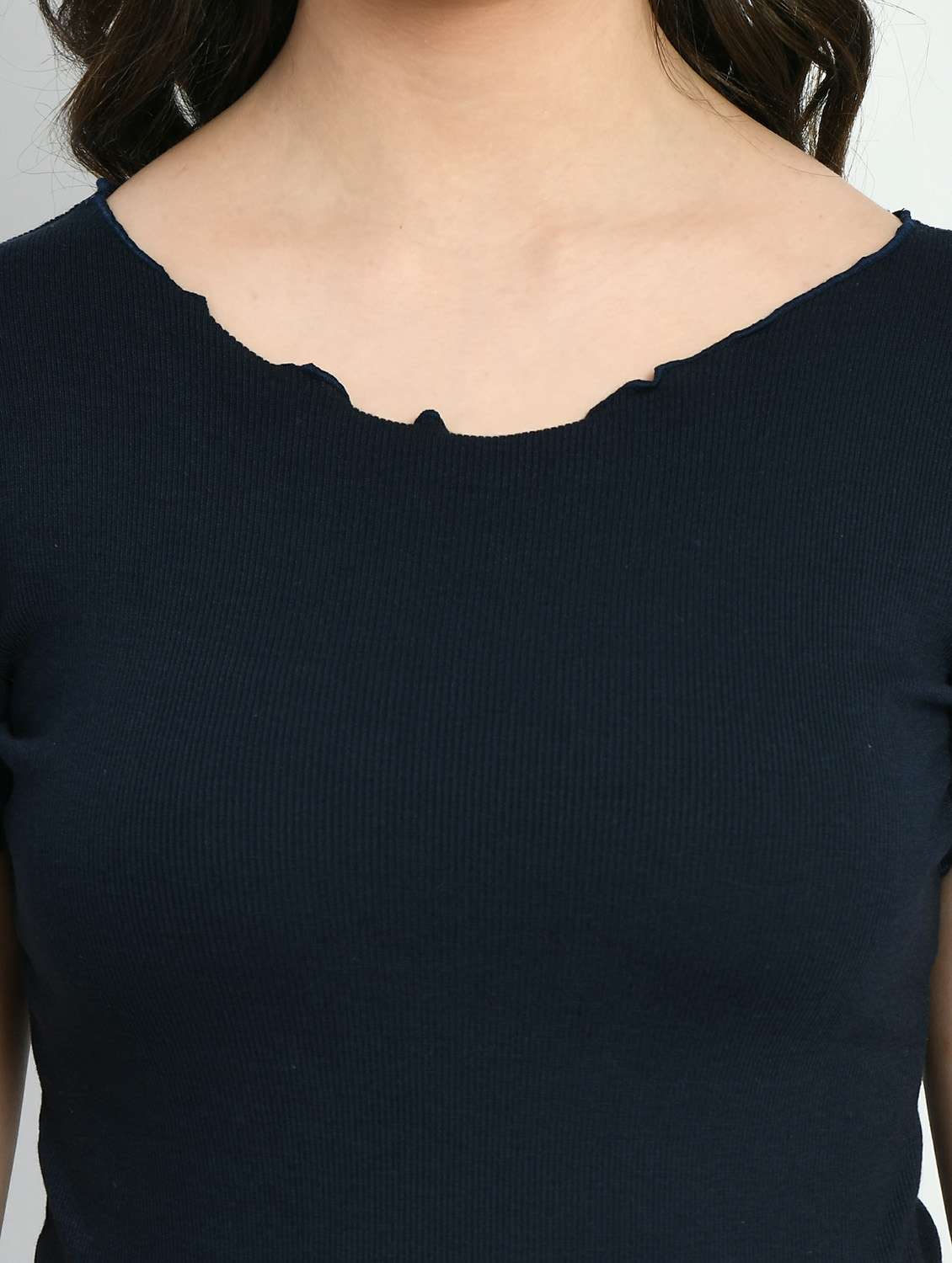 women solid short sleeves top - 20510543 -  Standard Image - 3