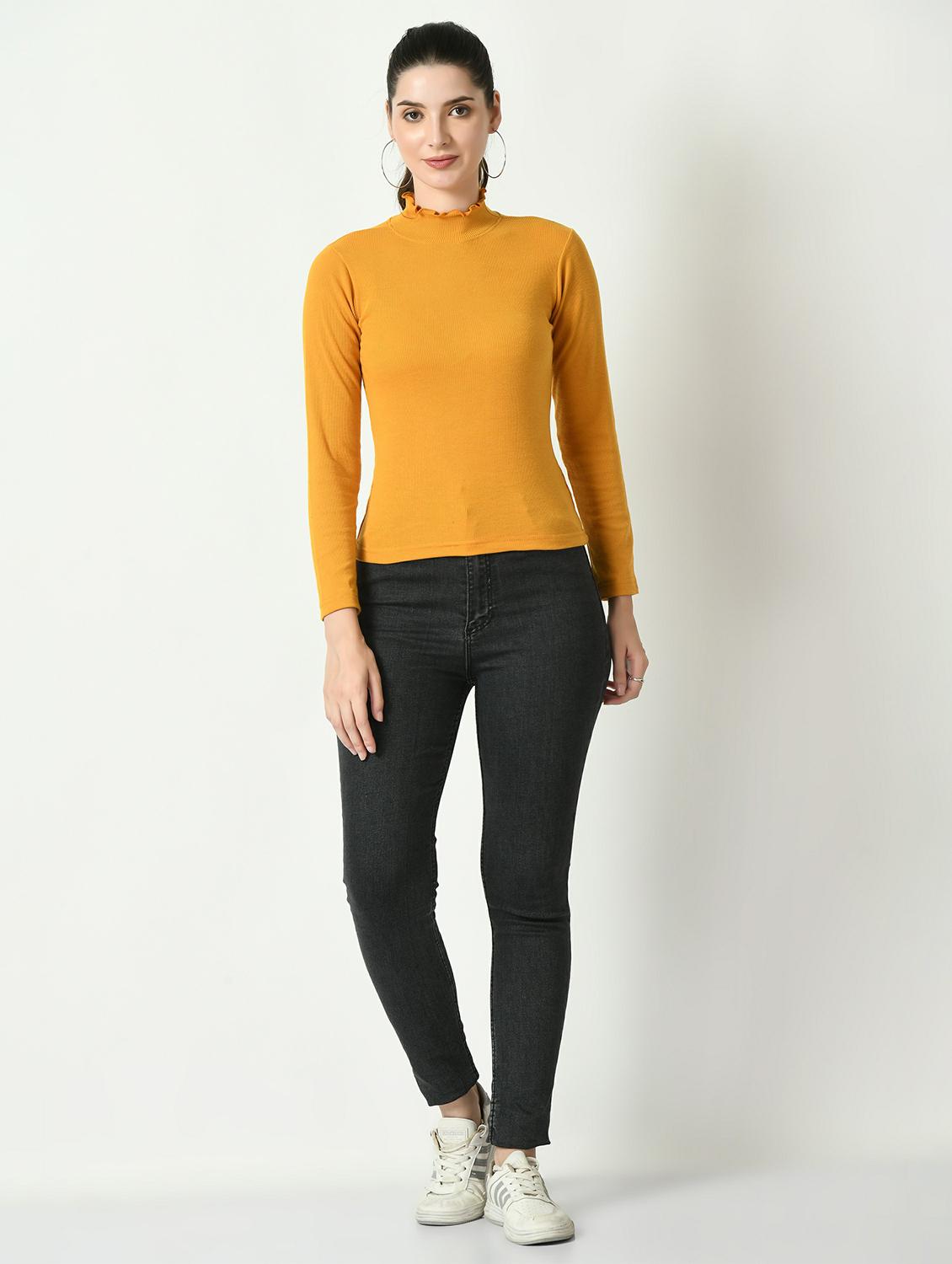 women solid long sleeves top - 20510674 - Standard Image - 3