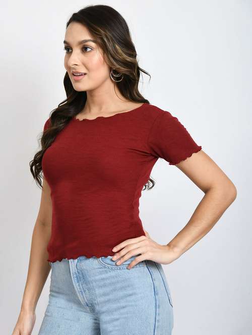 women solid short sleeves top - 20510698 -  Standard Image - 0