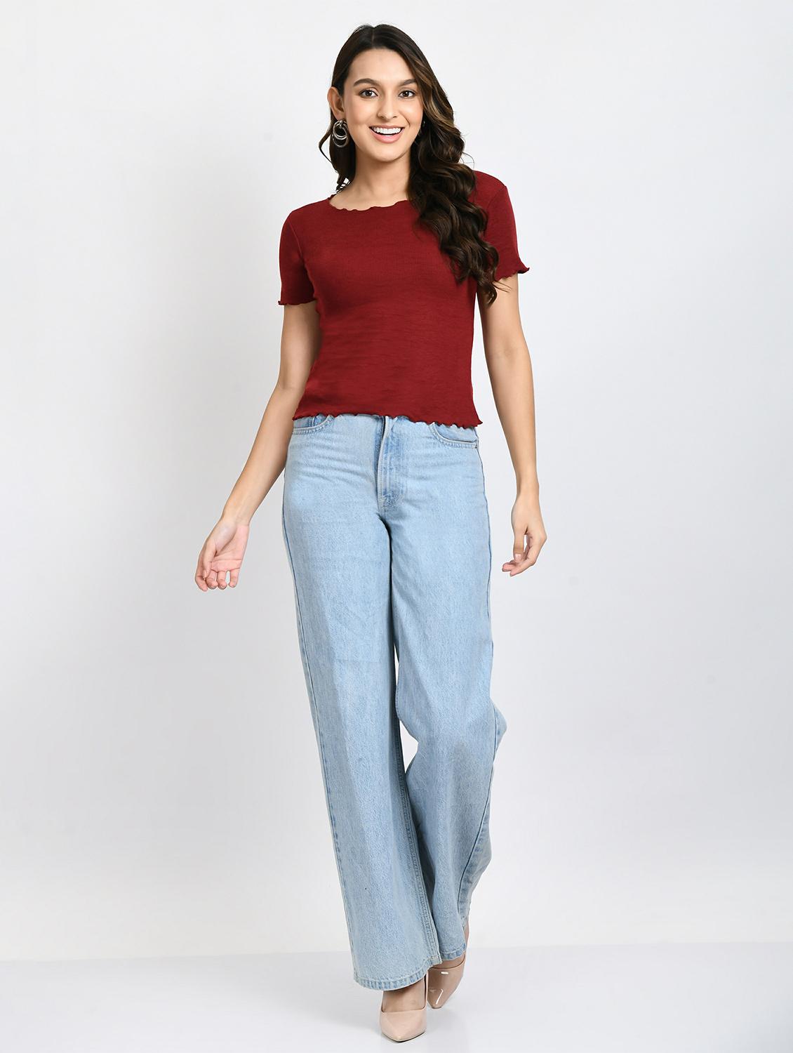 women solid short sleeves top - 20510698 - Standard Image - 3