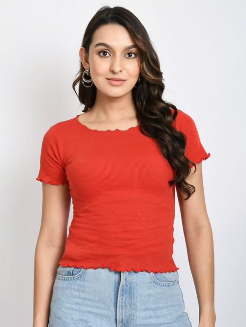 women solid short sleeves top - 20510705 - Standard Image - 0