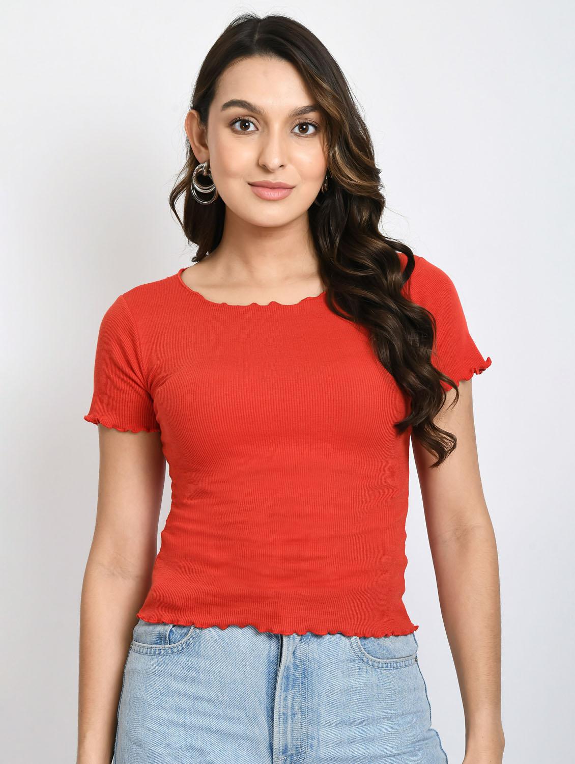 women solid short sleeves top - 20510705 - Zoom Image - 0