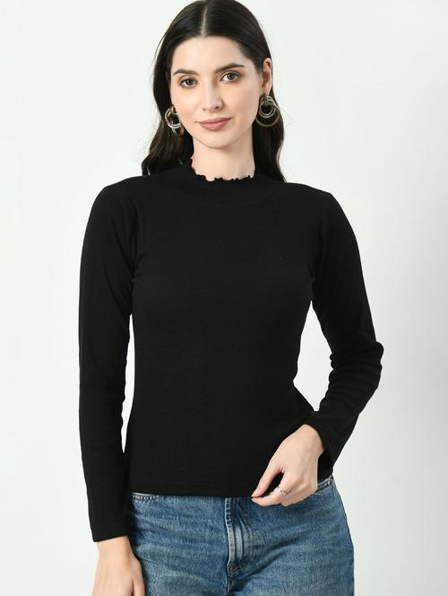 women solid long sleeves top - 20510769 - Standard Image - 0