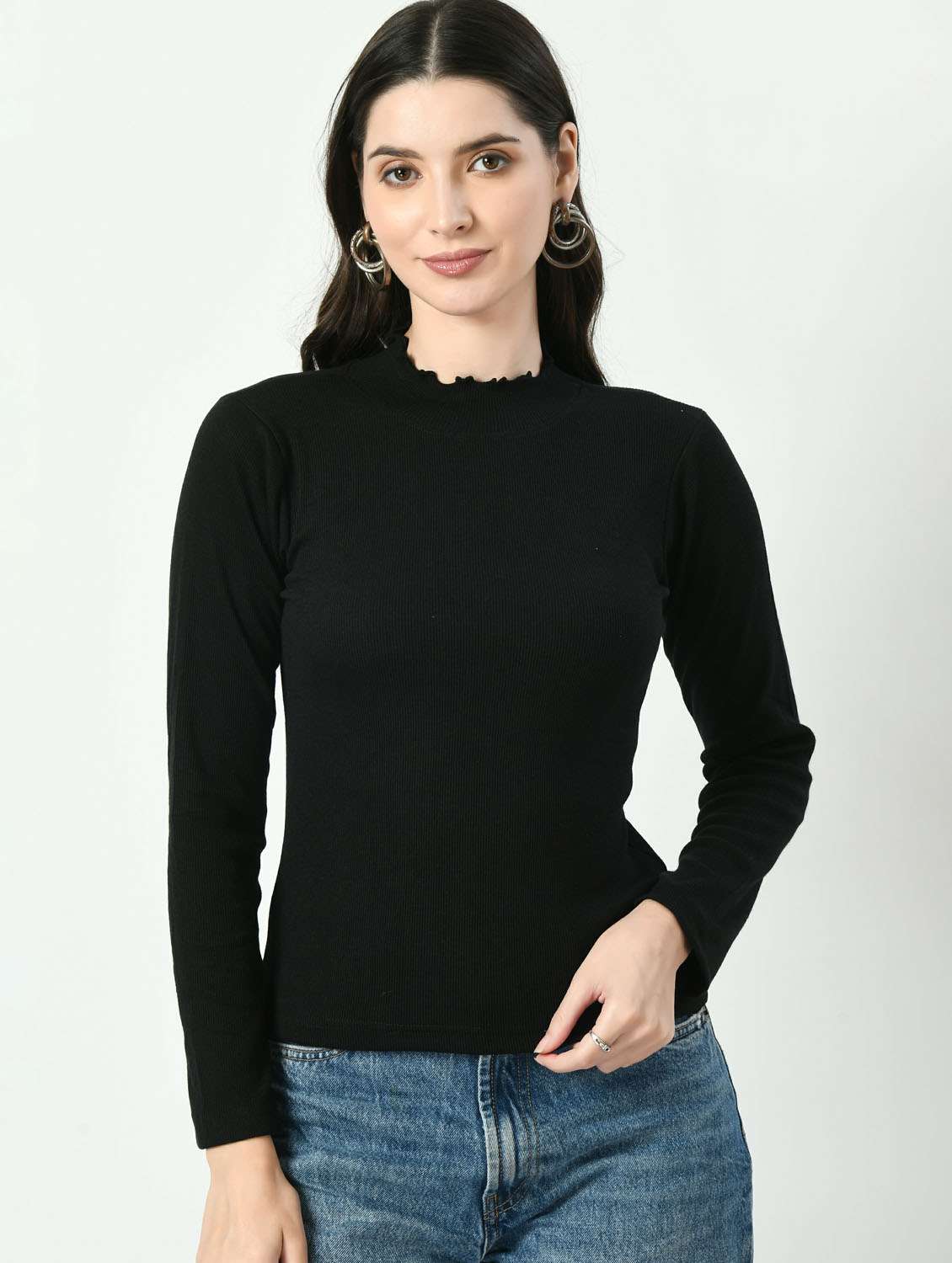 women solid long sleeves top - 20510769 - Zoom Image - 0