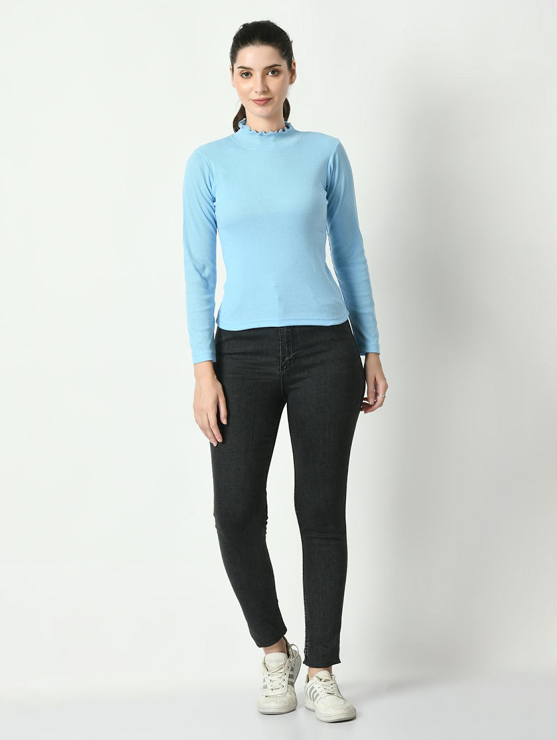 women solid long sleeves top - 20510779 - Standard Image - 3