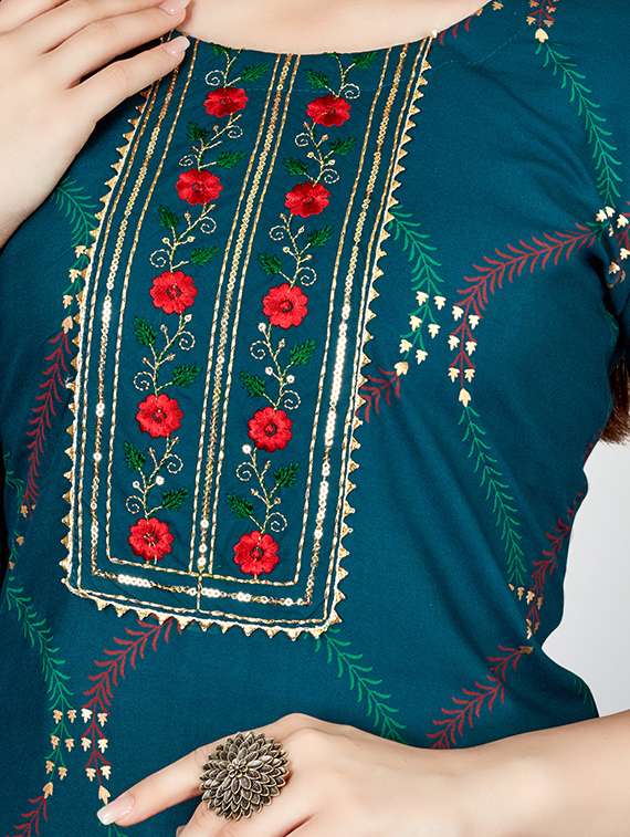 navy blue rayon kurta pant  set - 20511203 -  Standard Image - 5