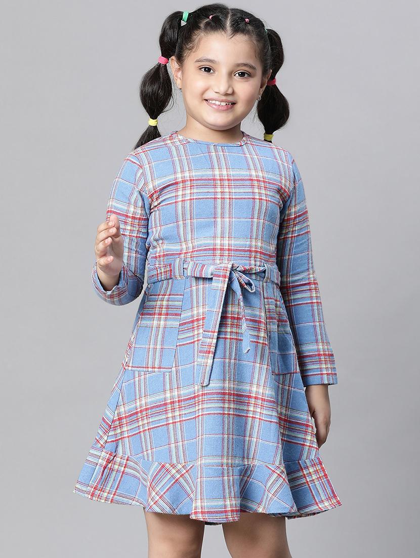girls round neck long sleeves frock - 20511249 -  Zoom Image - 0