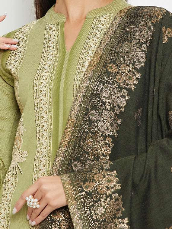 women self design long sleeve woollen suit set - 20511520 -  Standard Image - 3