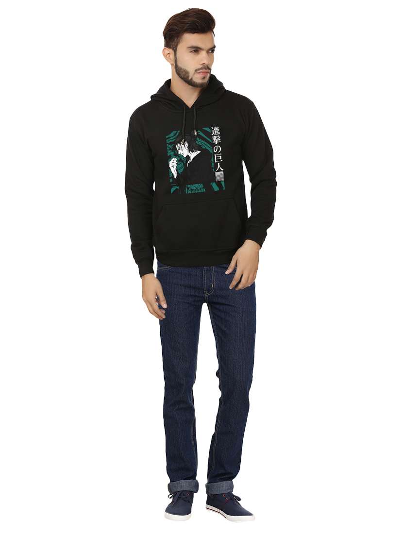 men black fleece chest print sweatshirt - 20511550 - Standard Image - 3