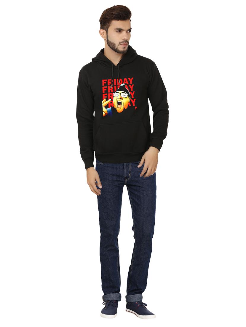 men black fleece chest print sweatshirt - 20511553 - Standard Image - 3