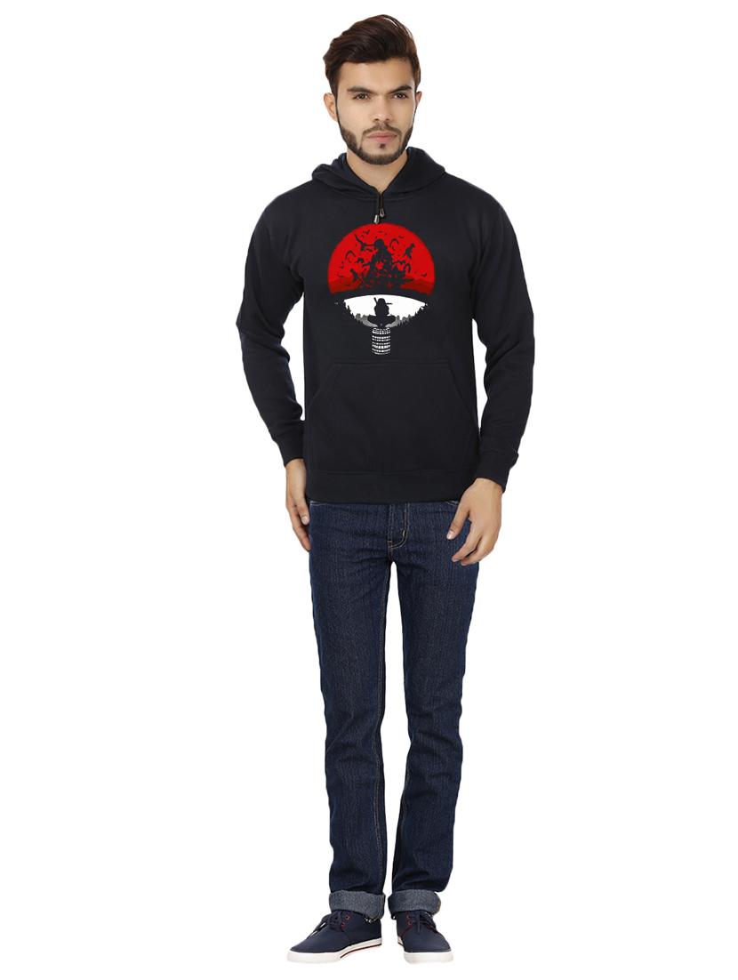 men black fleece chest print sweatshirt - 20511555 - Standard Image - 3