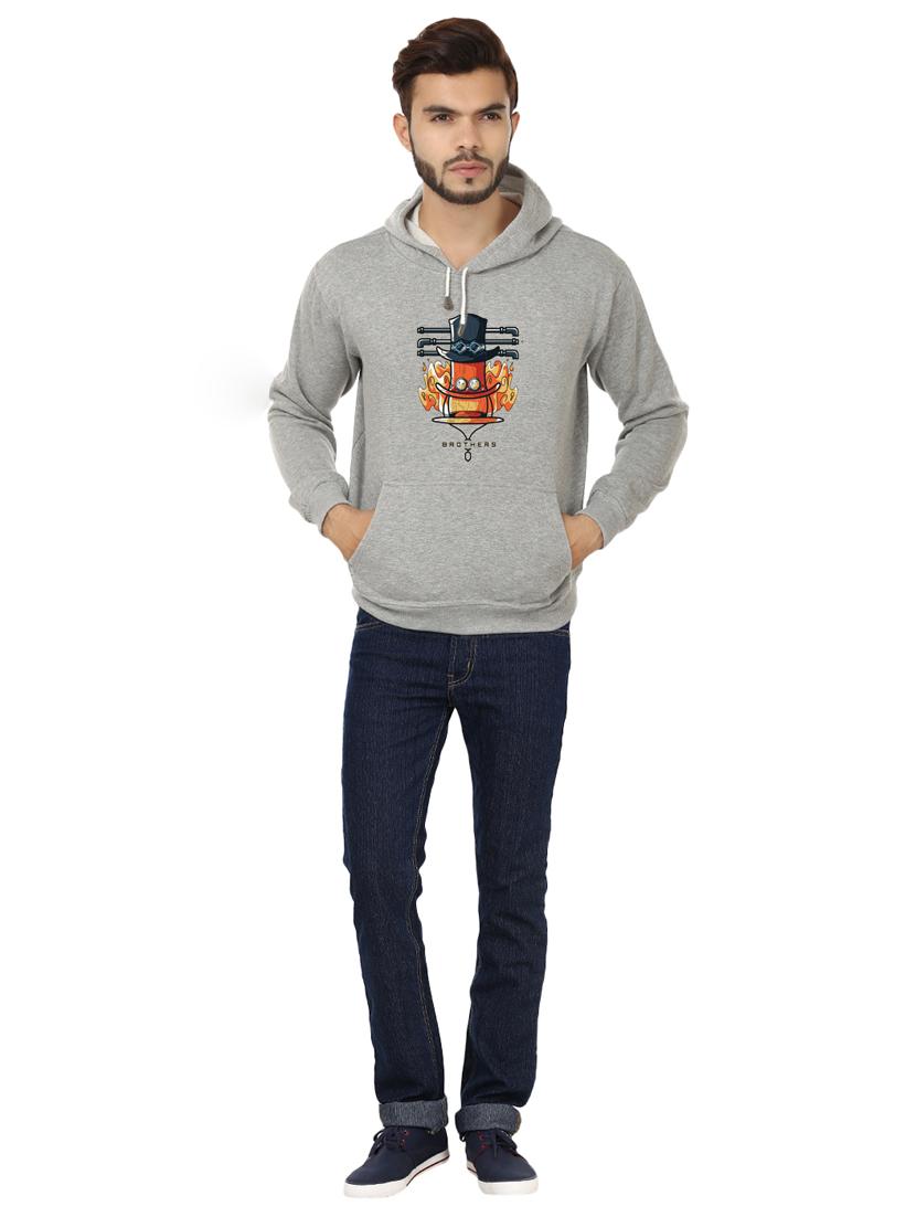 men grey fleece front print sweatshirt - 20511560 - Standard Image - 3