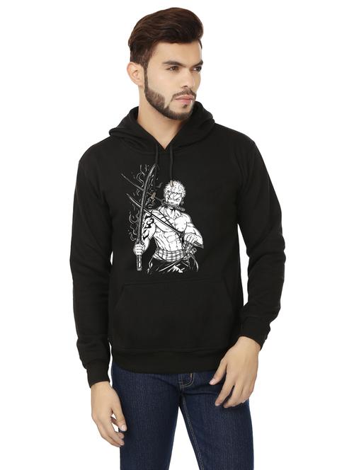 men black fleece front print sweatshirt - 20511564 - Standard Image - 0