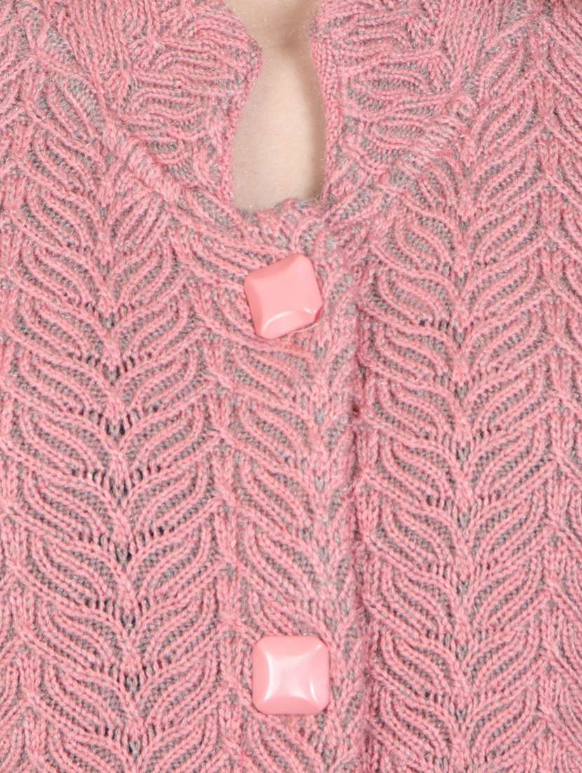 pink self design long sleeve cardigan - 20511727 - Standard Image - 3