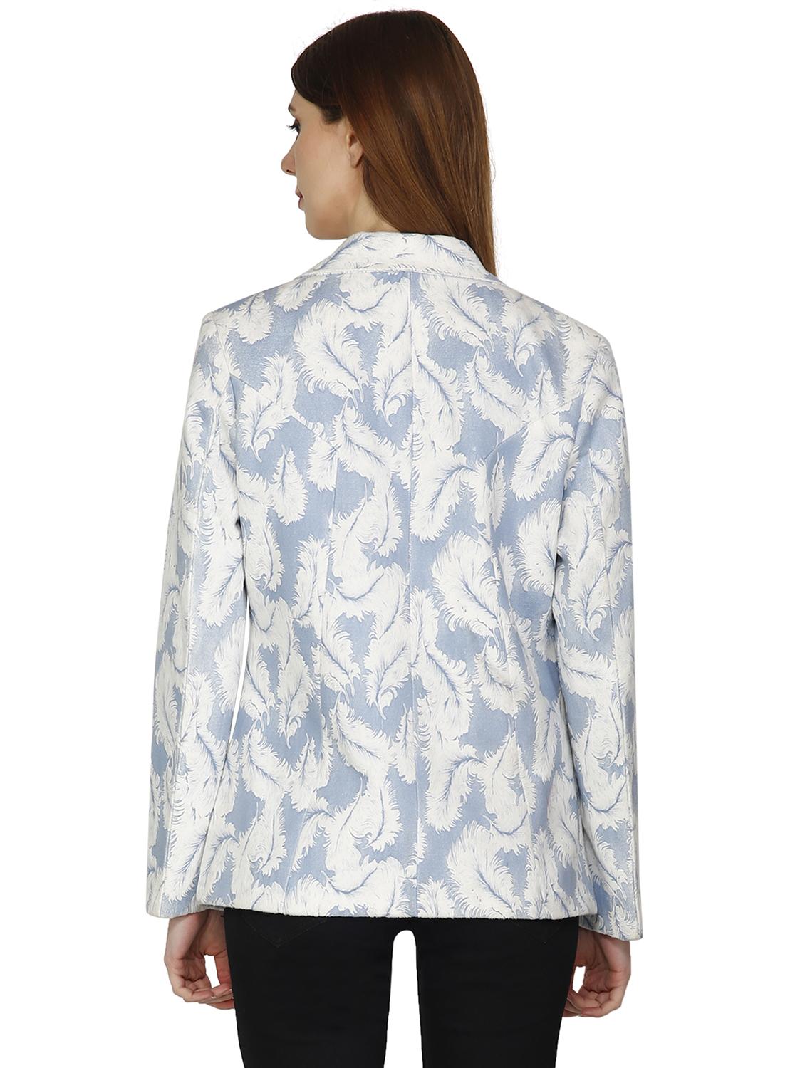 women purist blue printed long sleeve blazer - 20511779 - Standard Image - 3