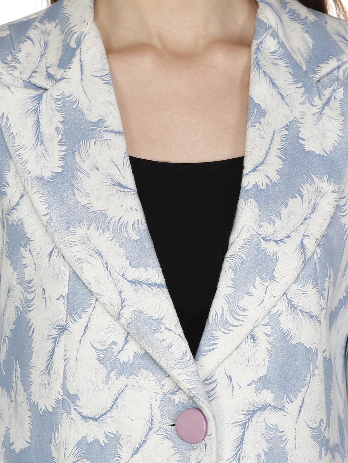 women purist blue printed long sleeve blazer - 20511779 - Standard Image - 5