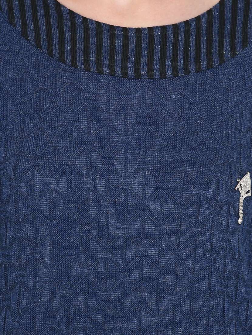women navy blue round neck kurta pant set - 20511976 - Standard Image - 3