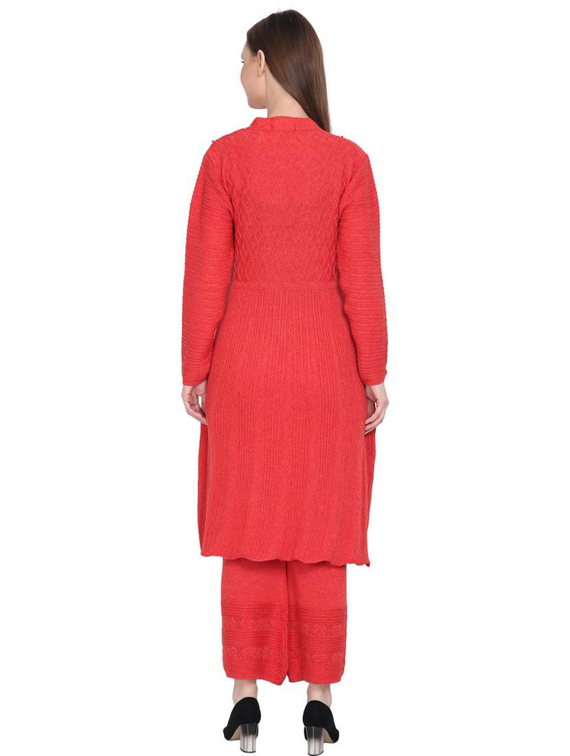 women red mandarin neck kurta pant set - 20511980 - Standard Image - 3