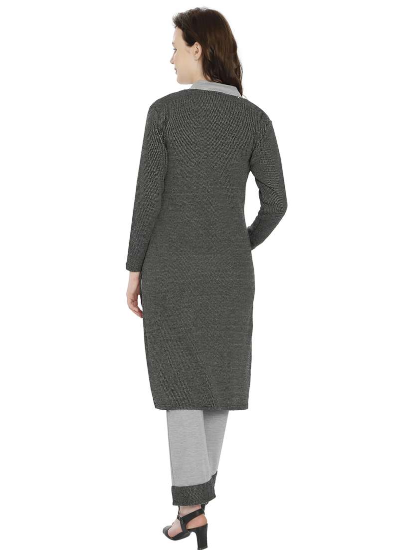 women grey wool blend kurta pant set ethnic suit - 20511984 - Standard Image - 3