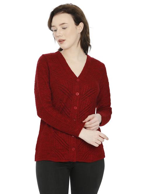 women self design woollen cardigan - 20512225 - Standard Image - 0