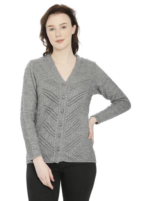 women self design woollen cardigan - 20512227 - Standard Image - 0