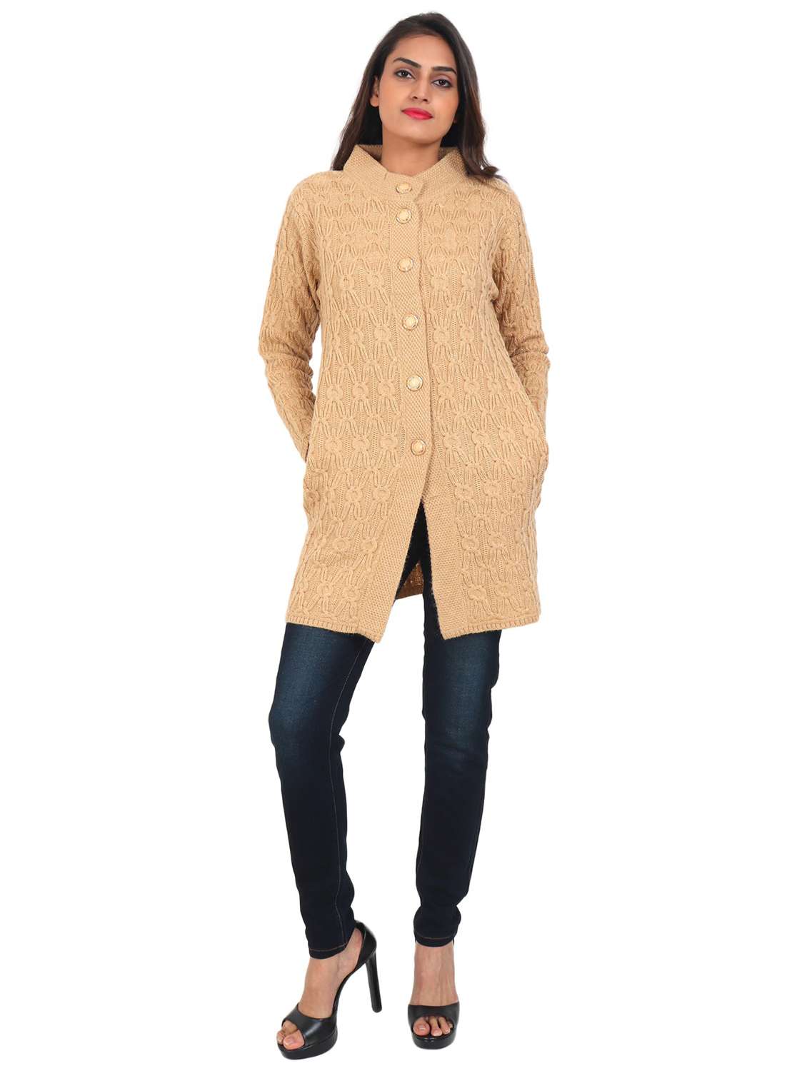 women self design woollen cardigan - 20512277 - Standard Image - 3