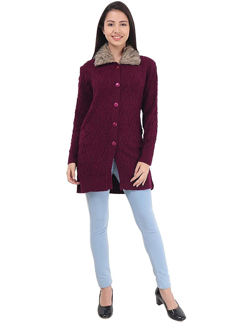 women self design woollen cardigan - 20512293 - Standard Image - 3