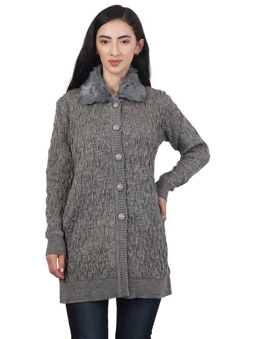 women self design woollen cardigan - 20512301 -  Standard Image - 0