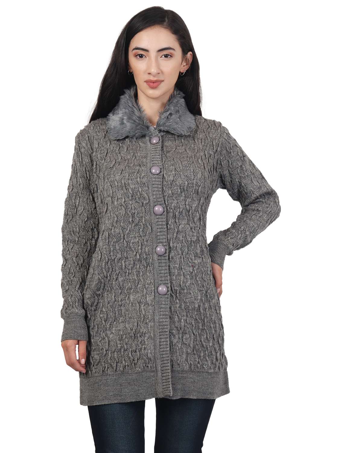 women self design woollen cardigan - 20512301 -  Zoom Image - 0