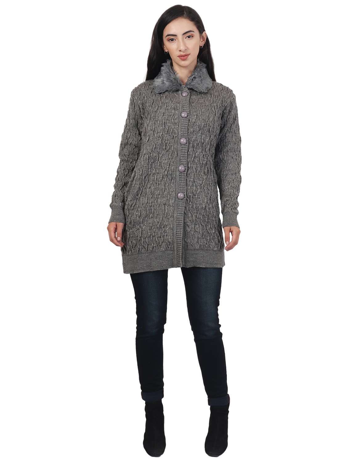 women self design woollen cardigan - 20512301 -  Standard Image - 3