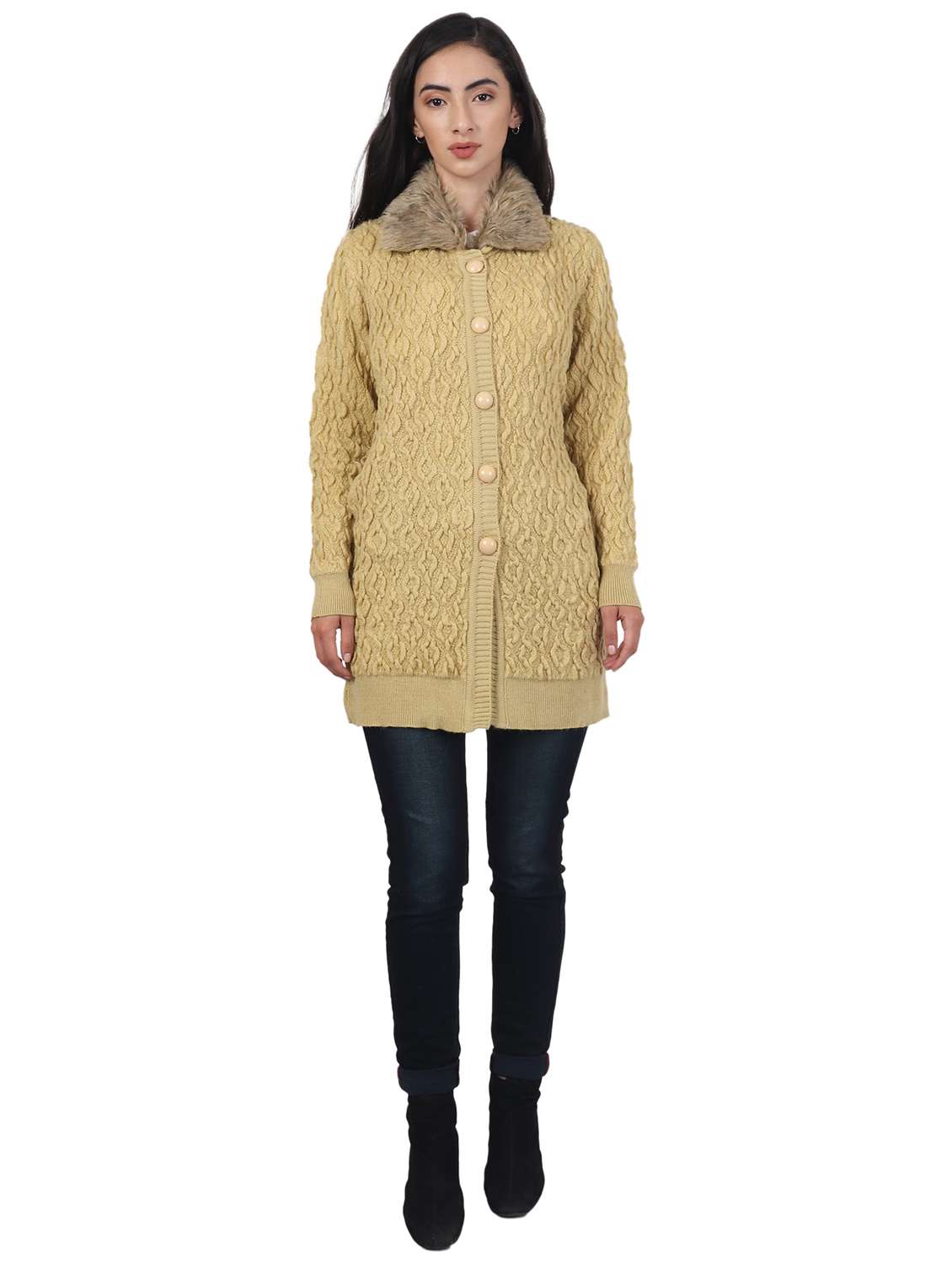 women self design woollen cardigan - 20512306 - Standard Image - 3