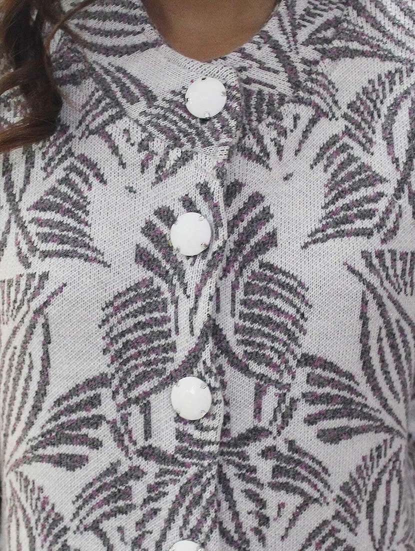 women woollen printed cardigan - 20512362 - Standard Image - 3