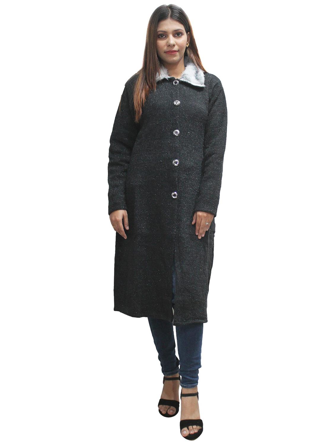 charcoal wool blend long cardigan - 20512380 - Standard Image - 3