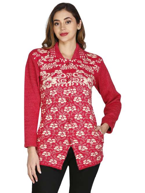 women woollen printed cardigan - 20512384 -  Standard Image - 0