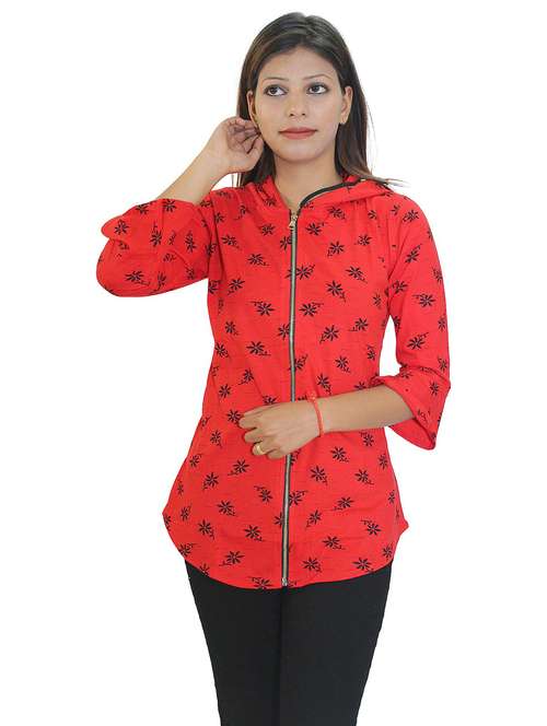 red printed hooded sweatshirt - 20512416 -  Standard Image - 0