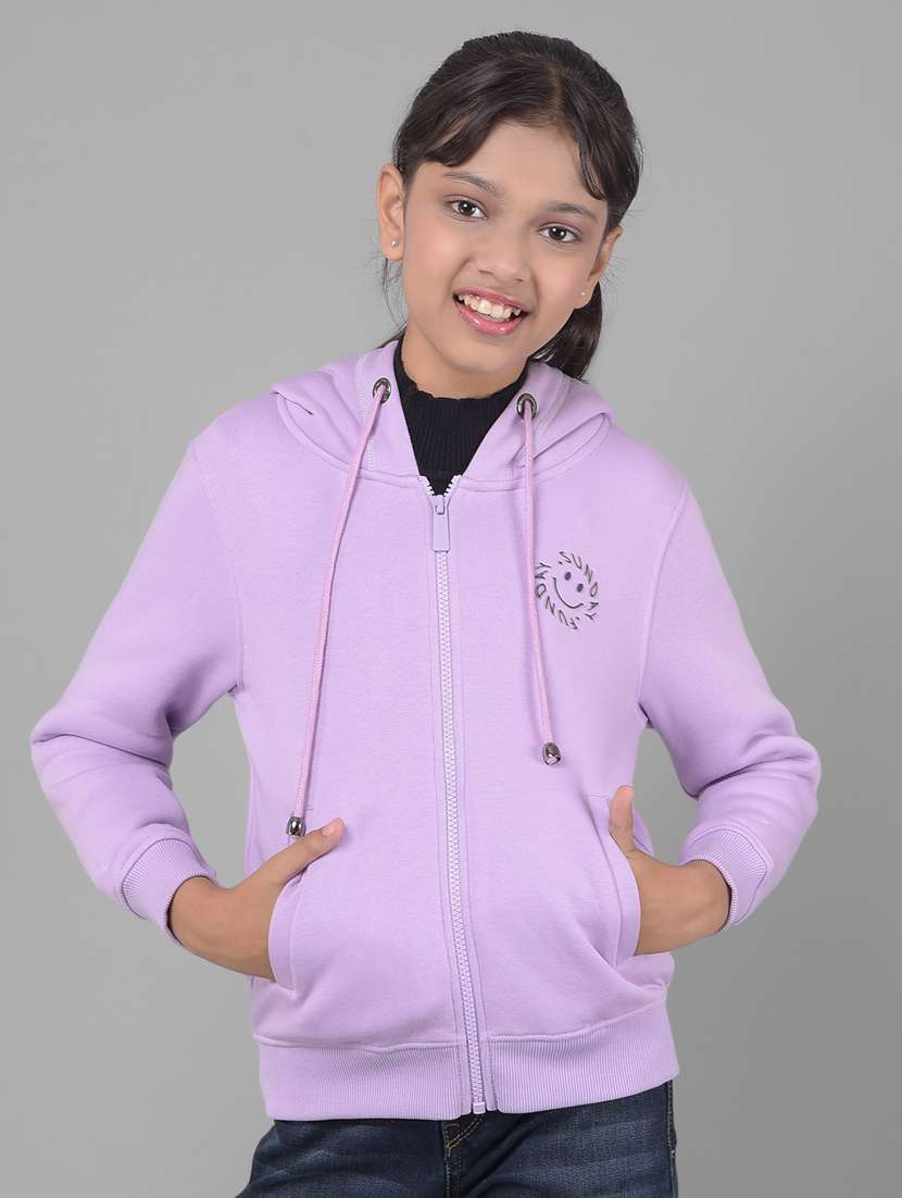 girls lavender hooded neck sweatshirt