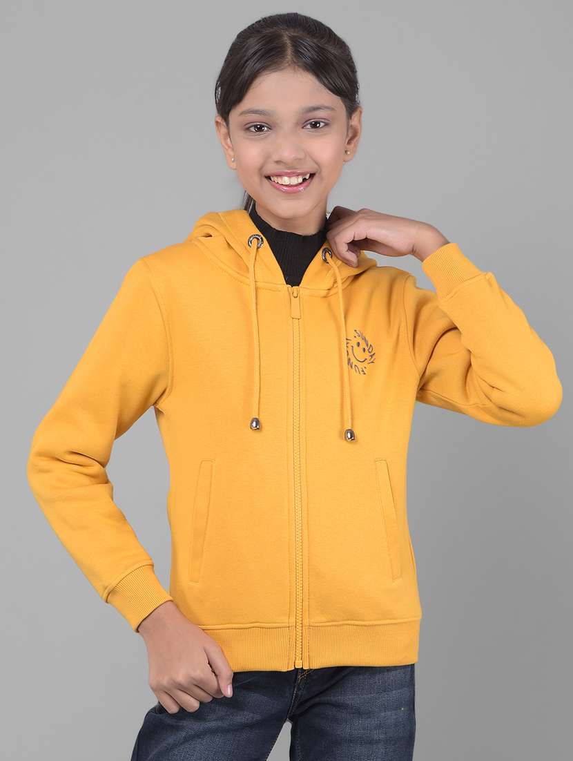 girls yellow hooded neck sweatshirts