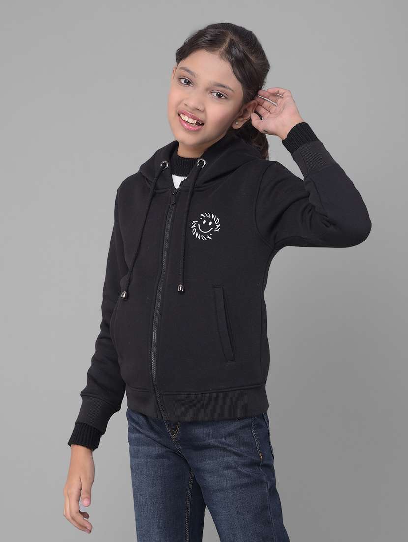 girls black hooded neck sweatshirts