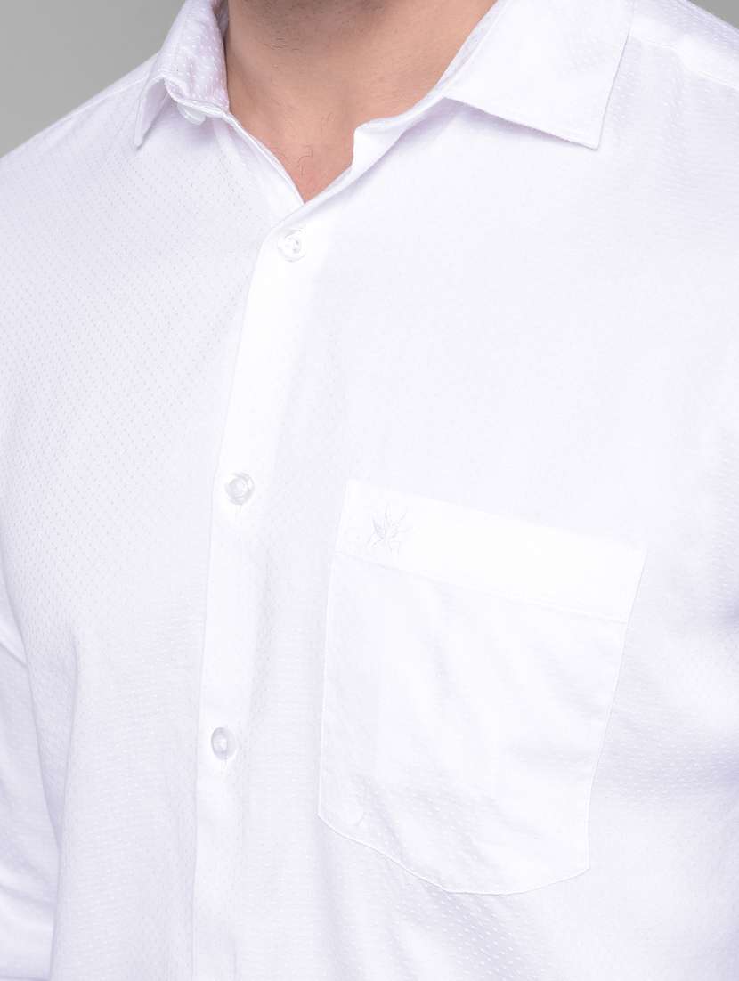 men solid white cotton slim fit casual shirt - 20512617 -  Standard Image - 5