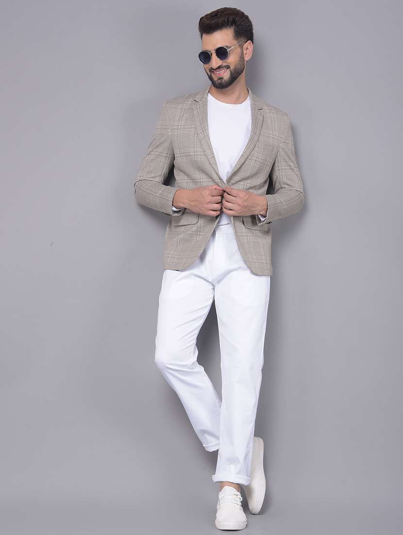 men grey checkered single breasted casual blazer - 20512625 -  Standard Image - 3
