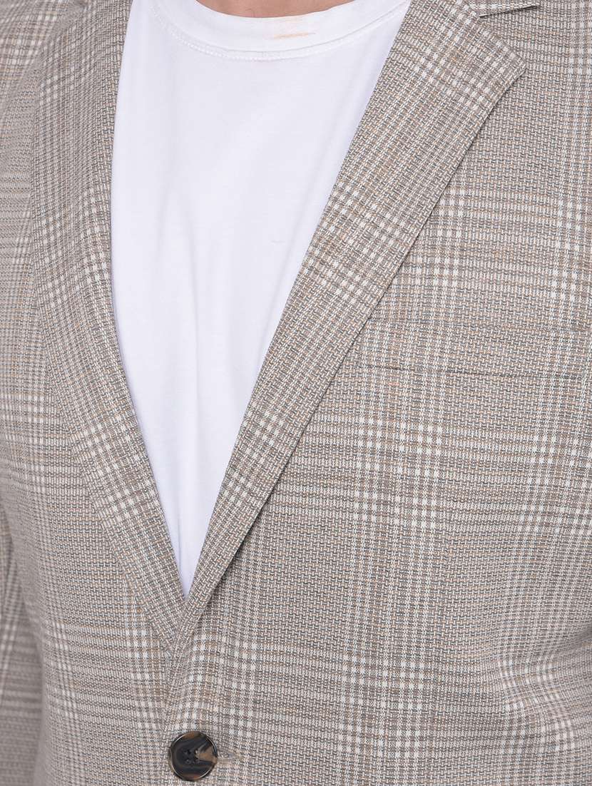men grey checkered single breasted casual blazer - 20512625 -  Standard Image - 5