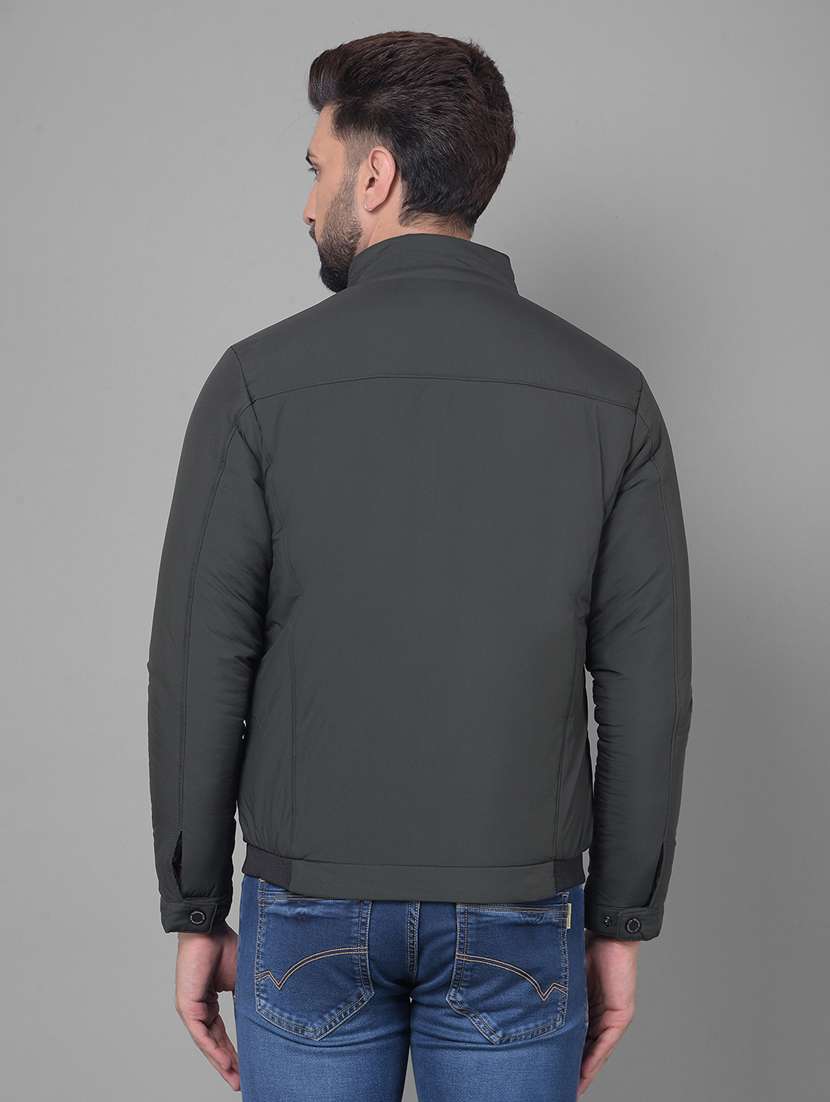 men solid olive green bomber jacket - 20512650 - Standard Image - 3