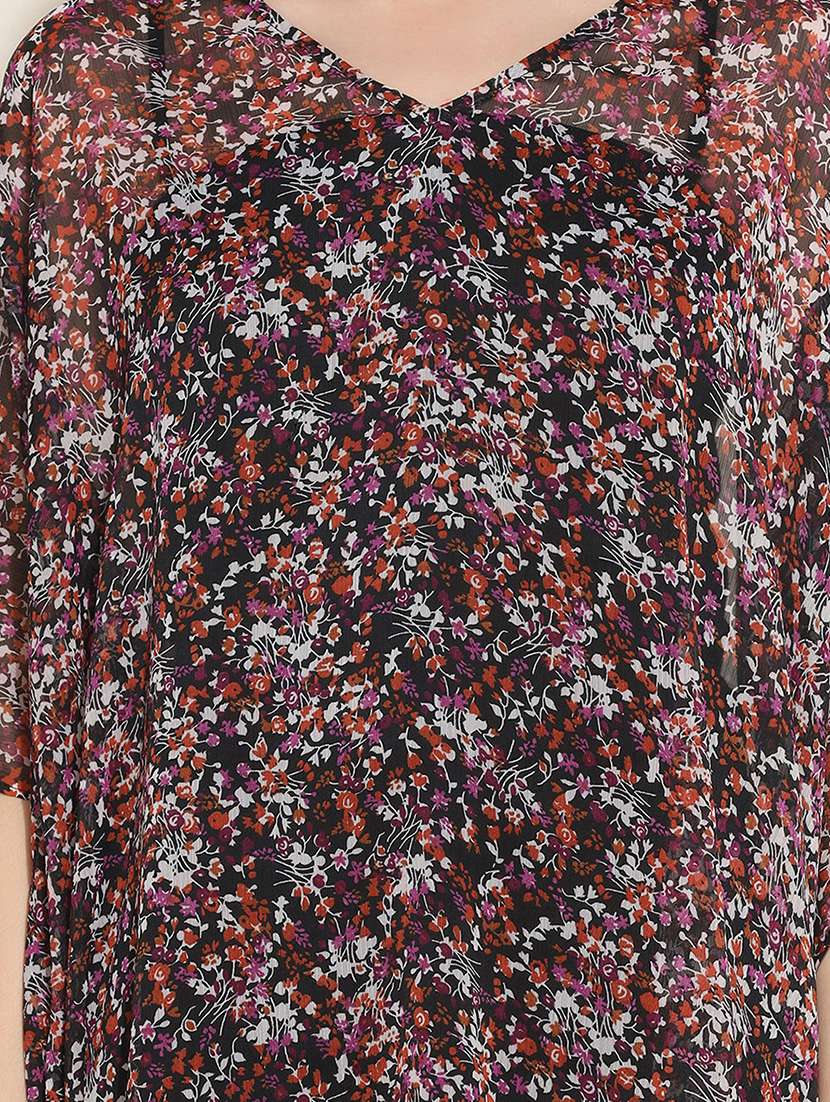women v-neck floral printed kaftan dress - 20512657 - Standard Image - 3