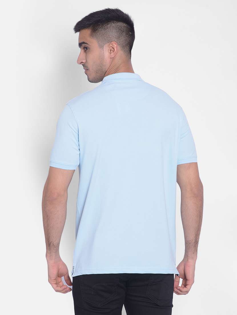 men solid light blue cotton polo t-shirt - 20512695 - Standard Image - 3