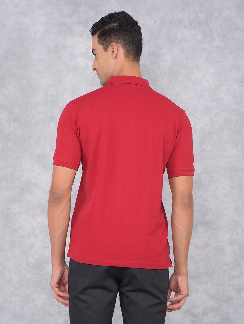 men solid red cotton polo t-shirt - 20512696 - Standard Image - 3