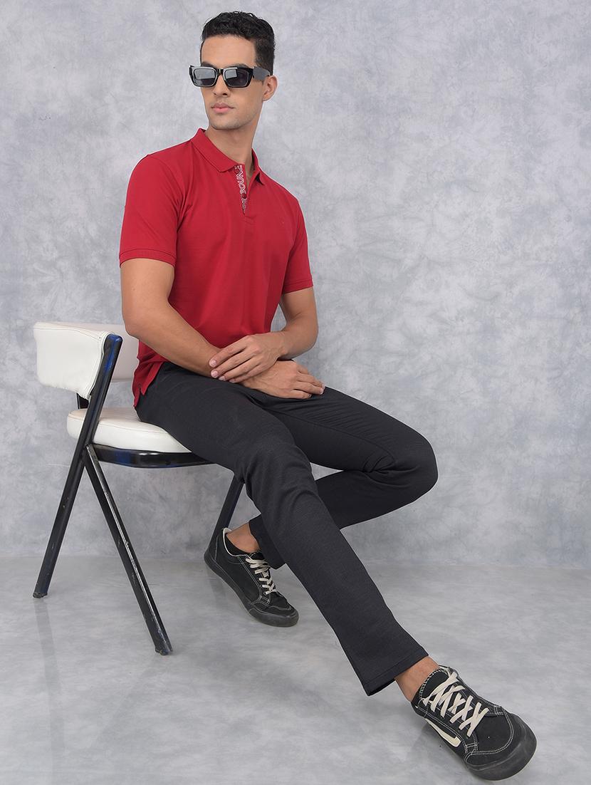 men solid red cotton polo t-shirt - 20512696 - Standard Image - 5