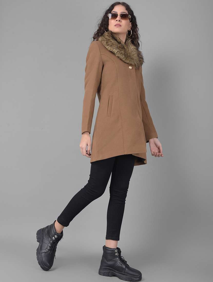 brown solids full sleeves trench coat - 20512706 -  Standard Image - 5