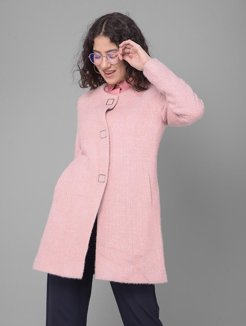pink solids full sleeves overcoat - 20512715 - Zoom Image - 0