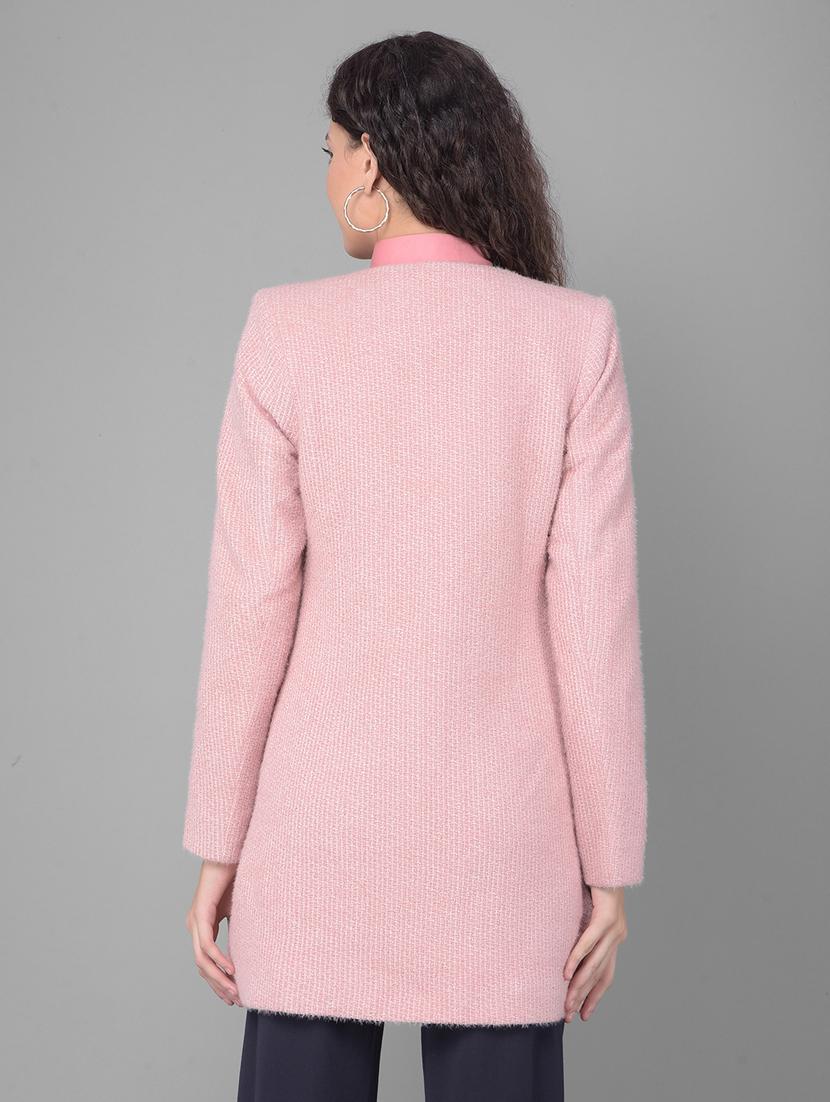 pink solids full sleeves overcoat - 20512715 - Standard Image - 3