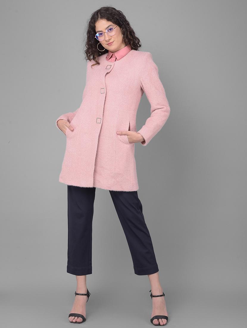 pink solids full sleeves overcoat - 20512715 - Standard Image - 5